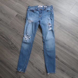 Low Rise Medium Wash Distressed Jeans